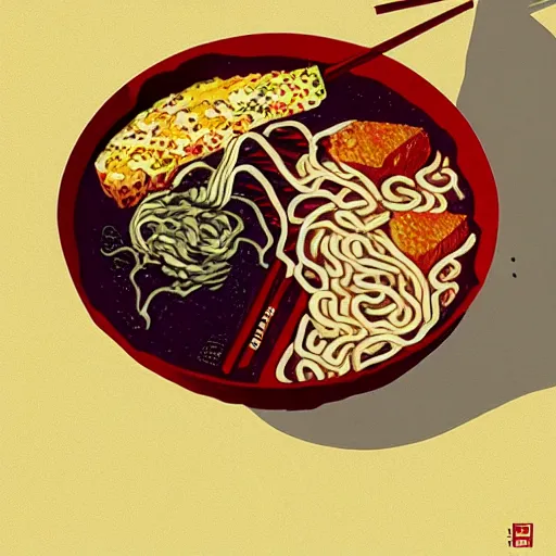 Prompt: a bowl of ramen, aesthetic painting, digital art, concept art, detailed, sharp