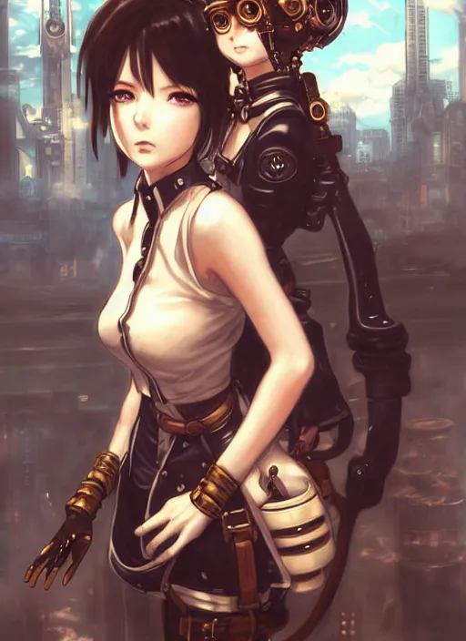 Image similar to portrait Anime Girl steampunk cute-fine-face, pretty face, realistic shaded Perfect face, fine details. Anime. Bioshock steampunk realistic shaded lighting by katsuhiro otomo ghost-in-the-shell, magali villeneuve, artgerm, rutkowski Jeremy Lipkin and Giuseppe Dangelico Pino and Michael Garmash and Rob Rey