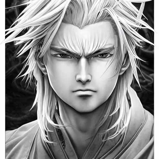 Image similar to an immortal xianxia cultivator with blonde hair as an absurdly handsome, elegant, young anime man, ultrafine hyperrealistic detailed face illustration by kim jung gi, irakli nadar, intricate linework, sharp focus, bright colors, matte, final fantasy, unreal engine highly rendered, global illumination, radiant light, intricate environment