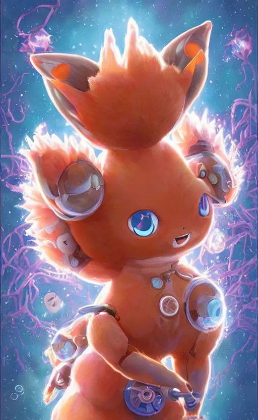 Image similar to lofi BioPunk Pokemon Vulpix portrait Pixar style by Tristan Eaton_Stanley Artgerm and Tom Bagshaw,