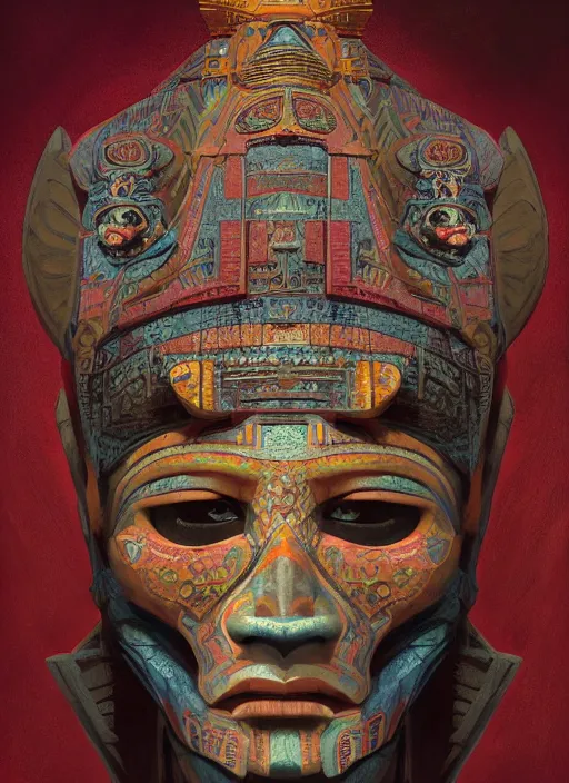 Image similar to digital _ painting _ of _ triangle head mayan god of death _ by _ filipe _ pagliuso _ and _ justin _ gerard _ symmetric _ fantasy _ highly _ detailed _ realistic _ intricate _ port