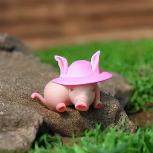 Image similar to beautiful miniature piglet wearing a sunhat, piggy, baby animal, cute, adorable, summer, garden