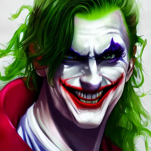 A realistic anime portrait the joker with a human face | Stable Diffusion