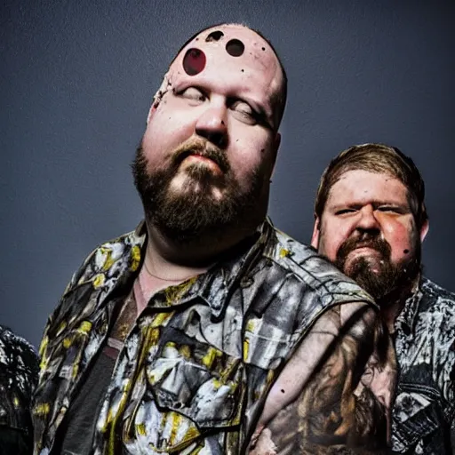 Image similar to meshuggah redneck big boys splattering time