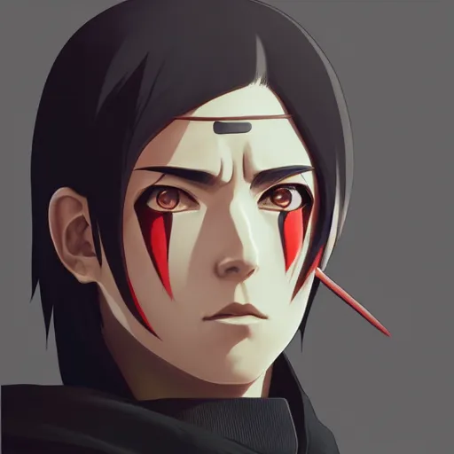 Image similar to a portrait of itachi uchiha, rpg reference, art by ilya kuvshinov, artgerm, alphonse mucha, and greg rutkowski, trending on artstation, octane render, insanely detailed, 8 k