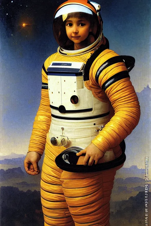 Image similar to portrait of a tiger astronaut with spacesuit and helmet, majestic, solemn, by bouguereau