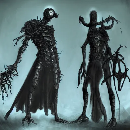 Prompt: organic machine dark souls eldritch horror gothic