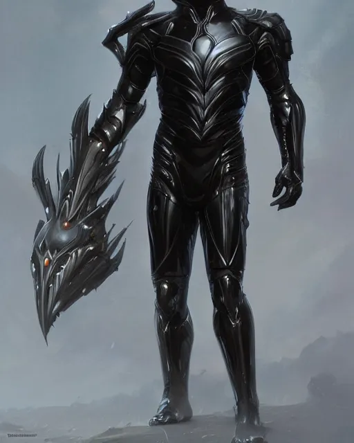 Prompt: wiry muscular male smooth sleek glossy black pearlescent scifi armor, by greg rutkowski and mark brookes and jim burns and tom bagshaw and magali villeneuve, trending on artstation