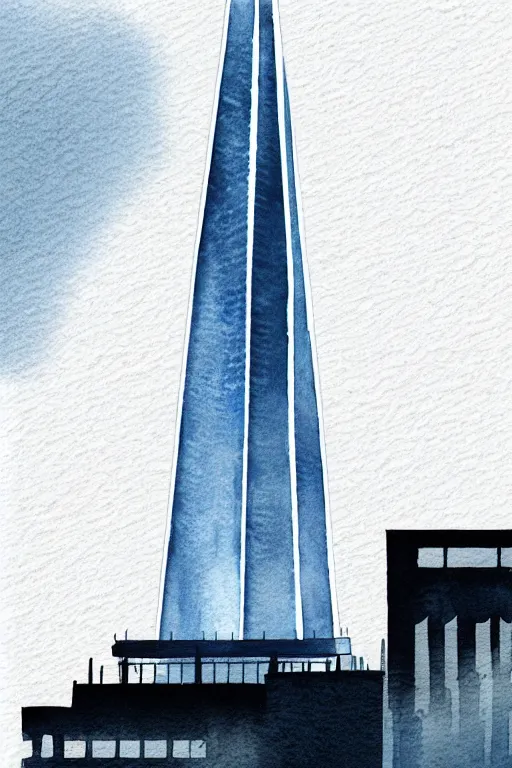 Image similar to minimalist watercolor art of the shard london, illustration, vector art