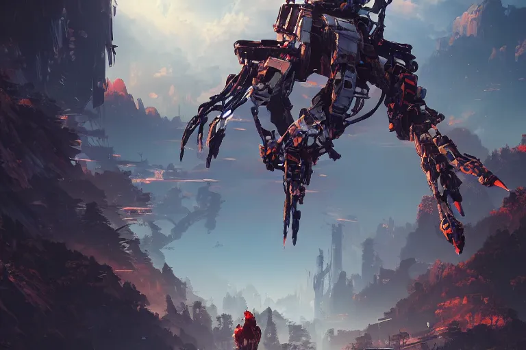 Image similar to strider machine mecanical creature robot of horizon forbidden west horizon zero dawn bioluminiscence global illumination ray tracing hdr fanart arstation by ian pesty and alena aenami artworks in 4 k