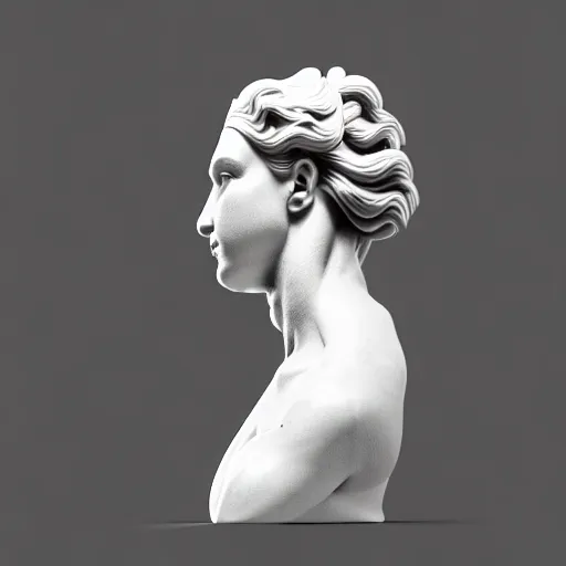 Prompt: sci - fi cgartist wide shot anaglyph ambient occlusion rendering of a hyper realistic marble greek statuary beautiful goddess glowing with embedded leds head product photo high key colored lighting, trending on artstation volumetric lighting