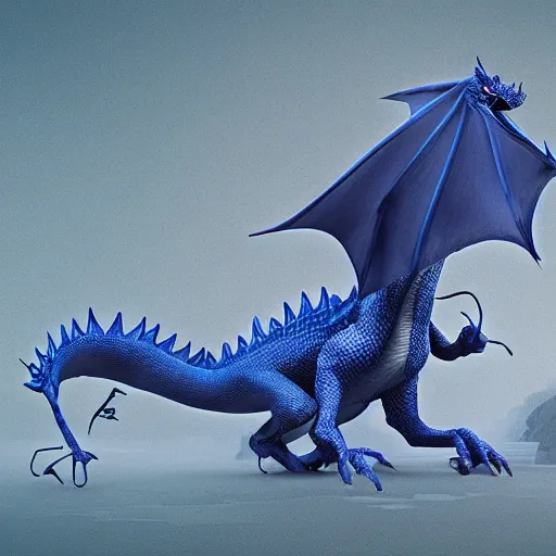 Image similar to Blue scaled dragon, digital art by Carles Dalmau