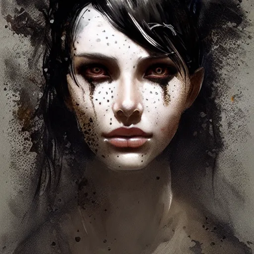 Image similar to portrait of a woman with long black hair and grubs on her face, coming out of holes in her skin, trypophobia, dramatic lighting, illustration by Greg rutkowski, yoji shinkawa, 4k, digital art, concept art, trending on artstation