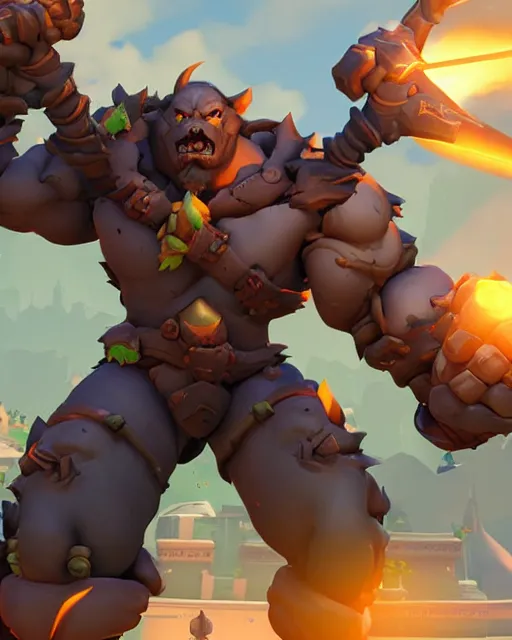 Image similar to orc with sword playable hero character in overwatch