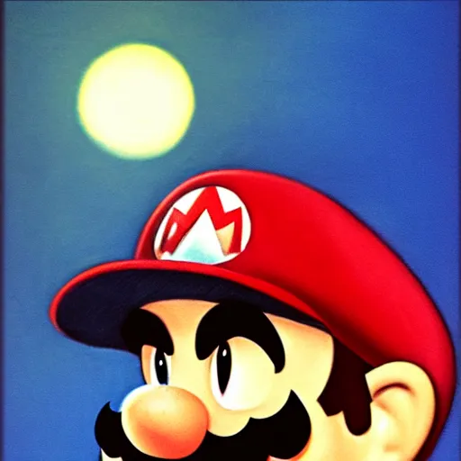 Prompt: An ultra realistic portrait of Super Mario drawn in colors by Frank Frazetta, Dark Fantasy, Epic Lighting, 4K