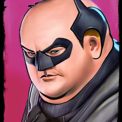 Image similar to paul blart as batman, pixar cute, highly detailed, sharp focus, digital painting, artwork by Victor Adame Minguez + Yuumei + Tom Lovell + Sandro Botticelli