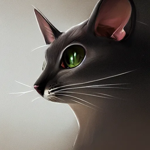 Image similar to hybrid of mouse and cat, half cat - half mouse, digital art, photo realistic, highly detailed, art by george stubbs, anton fadeev, james gurney, ilya kuvshinov