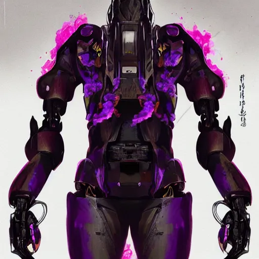 Prompt: Character design sketch with body made of Purple Lava and fire, mecha humanoid with cyberpunk bomber jacket, fashion & Costume design by damascuss apparel, concept art character, royalty, smooth, sharp focus, organic, deep shadows by Heri Irawan, hyperrealistic oil painting, 4k, studio lightning