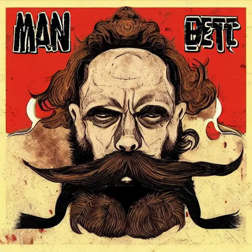Image similar to man with red beard smoking, metal album cover