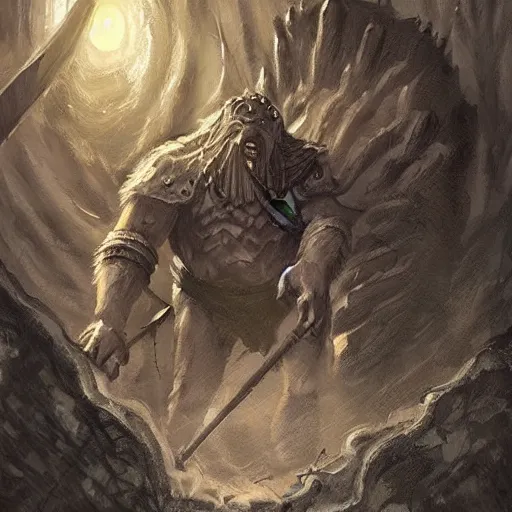 Prompt: a dnd hill giant, art by TYLER JACOBSON.