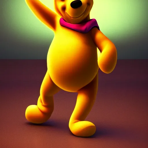 Image similar to maya render of winnie the pooh, 3d digital art, studio lighting