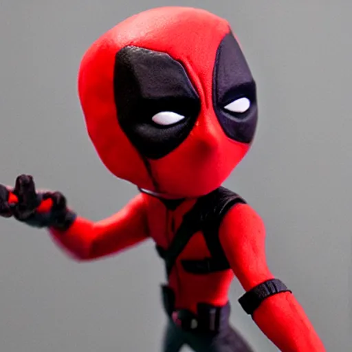 Prompt: deadpool claymation, frightening