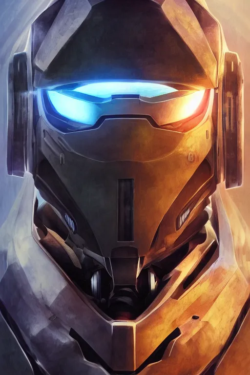 Image similar to robot ninja mask helmet halo master chief radiating a glowing aura global illumination ray tracing hdr fanart arstation by ian pesty and katarzyna da „ bek - chmiel