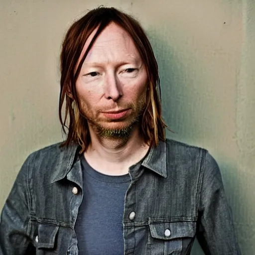 Image similar to Thom Radiohead frontman Yorke, singer songwriter