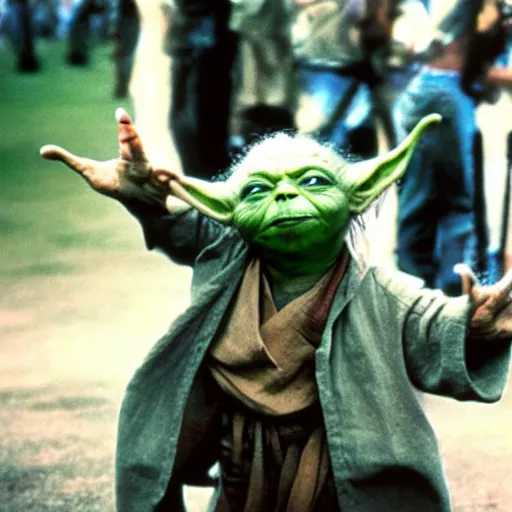 Image similar to yoda performing at woodstock