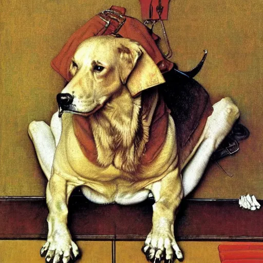 Prompt: portrait of a golden bone beast, by Norman Rockwell