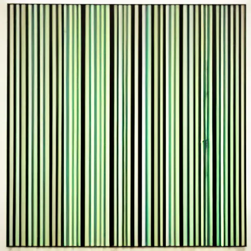 Image similar to Mixed media art. a series of vertical stripes in different colors. kelly green by James Turrell washed-out