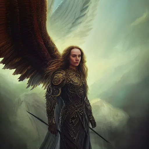 Image similar to Majestic and regal portrait of Archangel Michael, intricate, epic, elegant, menacing, fantasy, highly detailed, digital painting, hard focus, beautiful volumetric lighting, epic light, ultra detailed, by Leesha Hannigan, Ross Tran, Thierry Doizon, Kai Carpenter, Ignacio Fernández Ríos