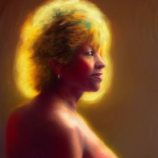 Prompt: a messy painting of a 5 3 - year - old using all known skin tones by delphin enjolras, highly detailed, sharp focus, trending on artstation