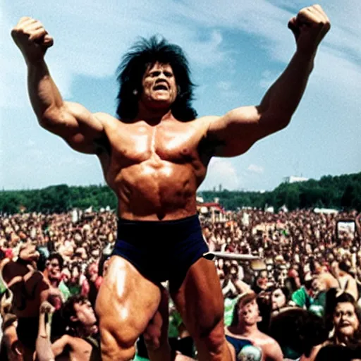 Image similar to hulk performing at woodstock