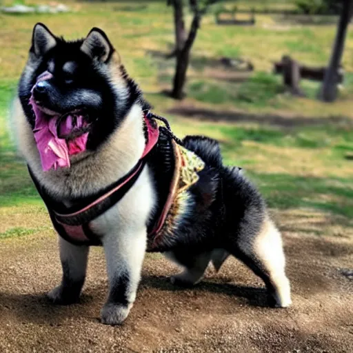 Prompt: an akita in samurai armour