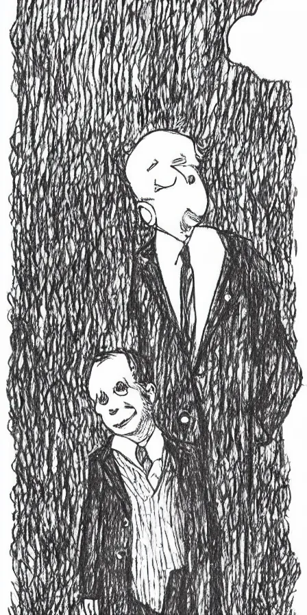 Prompt: children book llustration of george bush, drawn by edward gorey, inked