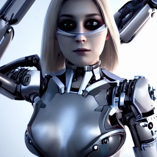 Image similar to beutiful white girl cyborg, artstaition, unreal engine