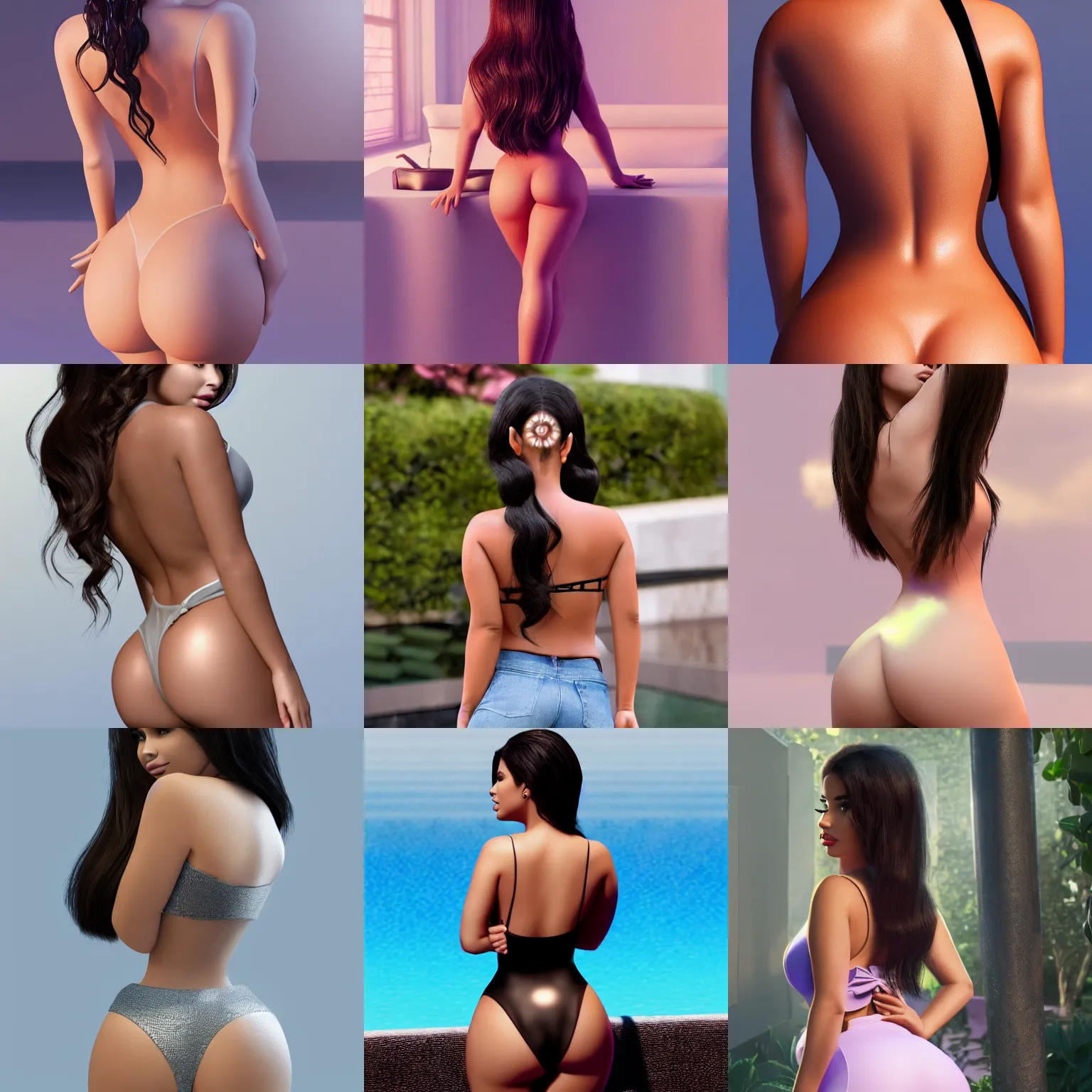 Prompt: portrait demi rose, from the back, perfect face, smooth, backlit, volumetric lighting, 3 d render, renderman, by pixar