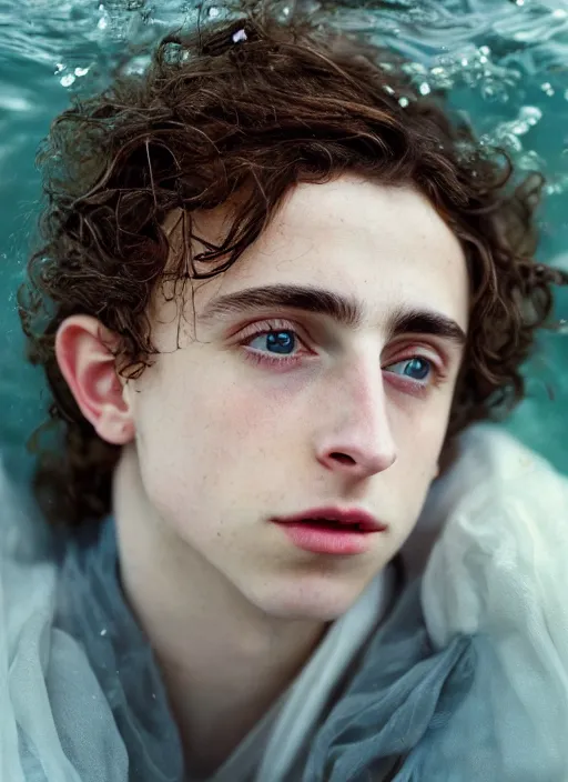 Prompt: Kodak Portra 400, 8K,ARTSTATION, Caroline Gariba, soft light, volumetric lighting, highly detailed, britt marling style 3/4 , extreme Close-up portrait photography of a Timothee Chalamet how pre-Raphaelites with his eyes closed,inspired by Ophelia paint, his face is under water Pamukkale, face above water in soapy bath tub, hair are intricate with highly detailed realistic , Realistic, Refined, Highly Detailed, interstellar outdoor soft pastel lighting colors scheme, outdoor fine photography, Hyper realistic, photo realistic