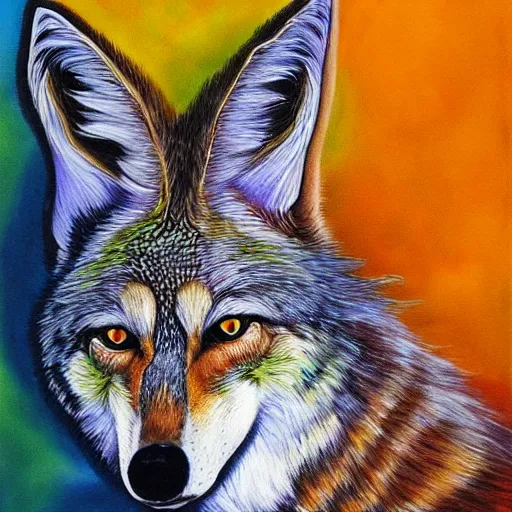 Prompt: a trippy oil painting of a coyote