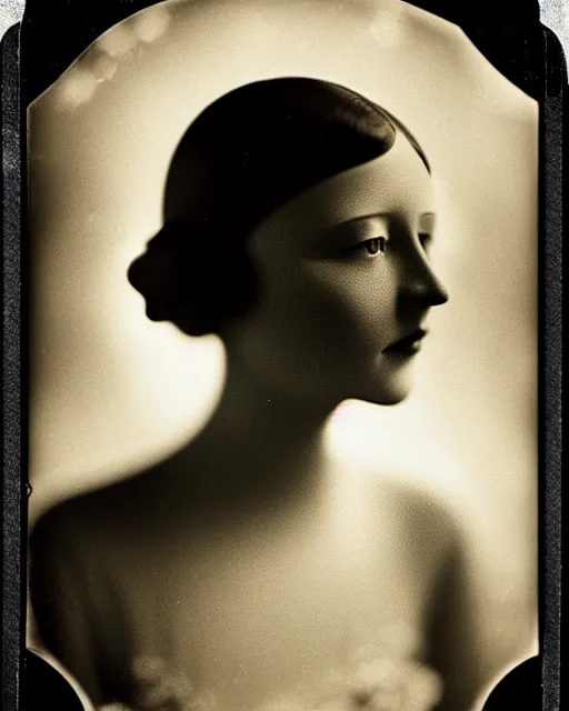 Image similar to [ [ tintype ] ] black and white dreamy young beautiful female artificial intelligence, metropolis, cinematic, rim light, bokeh, photo - realistic, elegant, high detail, 8 k, masterpiece, photo taken in 1 9 3 0