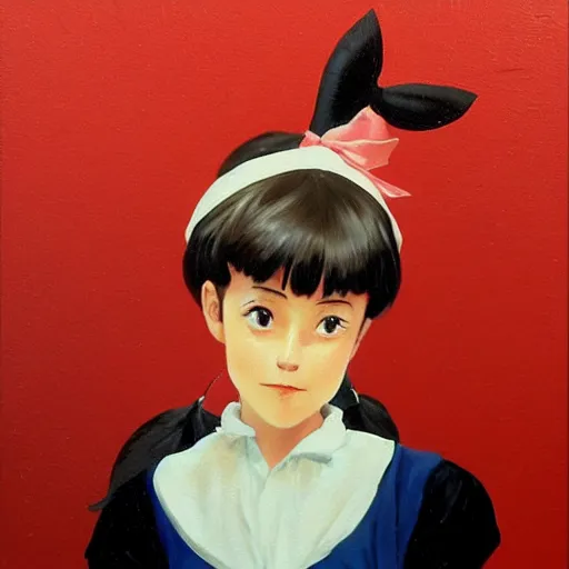 Prompt: kiki from Kiwis delivery Service, paintig by Eliseu Visconti