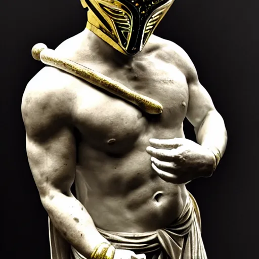 Image similar to rey mysterio as a greek marble statue