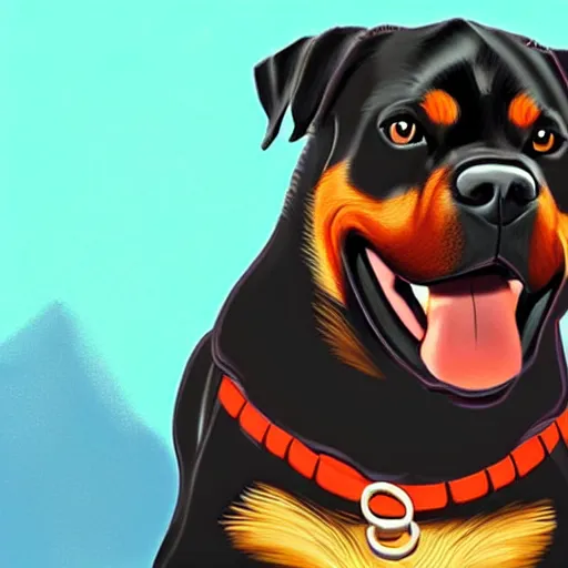 Image similar to rottweiler in the style of pixar