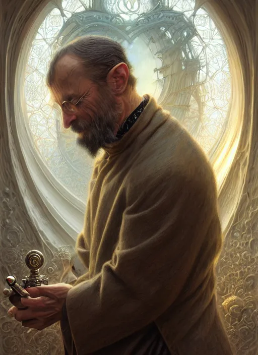 Image similar to closeup portrait shot of a victorian priest in a scenic mystery environment, intricate, elegant, highly detailed, centered, digital painting, artstation, concept art, smooth, sharp focus, illustration, artgerm, tomasz alen kopera, peter mohrbacher, donato giancola, joseph christian leyendecker, wlop, boris vallejo