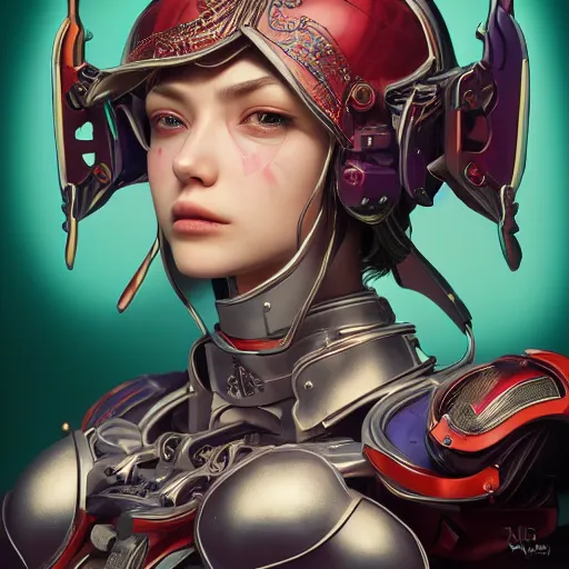 Image similar to studio portrait of lawful good colorful female holy mecha paladin absurdly beautiful, elegant, young sensual graceful woman, ultrafine hyperrealistic detailed face illustration by kim jung gi, irakli nadar, intricate linework, sharp focus, bright colors, matte, octopath traveler, final fantasy, unreal engine highly rendered, global illumination, radiant light, intricate environment