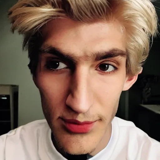 Image similar to a closeup photo of handsome gigachad xqc smoking