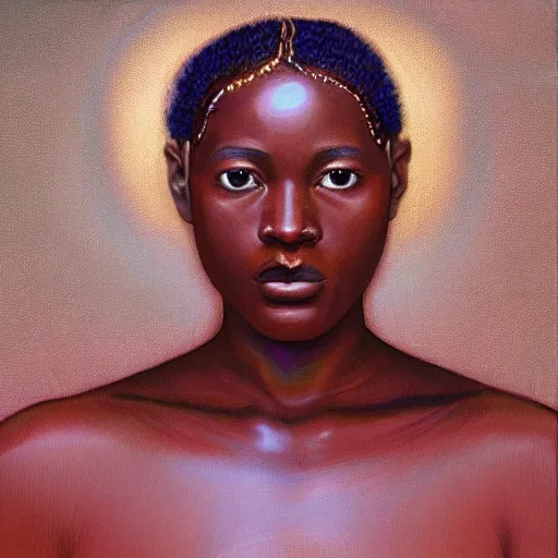 Prompt: “sango God of thunder plaited hair cowry nigeria lightning facial details proportionate dark skinned symmetrical digital art oil painting Edward hooper”