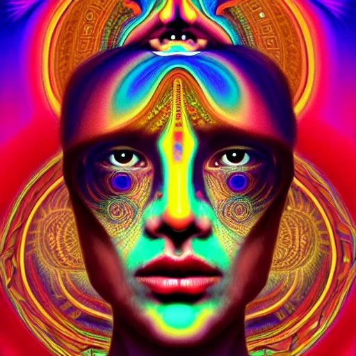 Image similar to An extremely psychedelic portrait of the Third Eye, surreal, LSD, face, detailed, intricate, elegant, lithe, highly detailed, digital painting, artstation, concept art, smooth, sharp focus, illustration