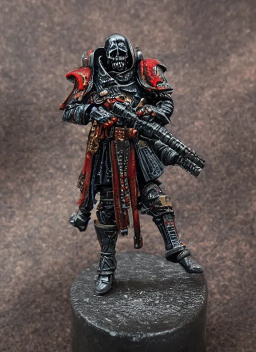 Prompt: 8 0 mm resin detailed miniature of a warhammer 4 0 k grim reaper, bloody, futuristic, product introduction photos, 4 k, full body,